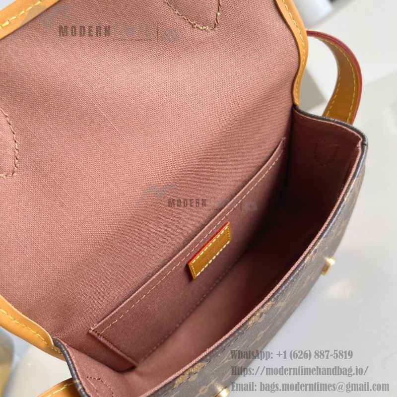 Louis Vuitton Satchel Mini Handbag from the Monogram Archive Collection with Aged Leather Trim and Gold Hardware