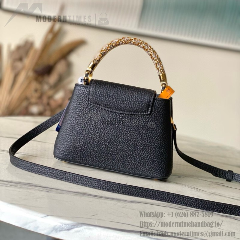 Louis Vuitton Capucines Mini Handbag with rhinestone LV letters and Flower Crown handle