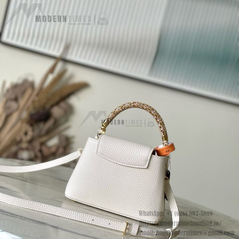 Louis Vuitton Capucines Mini Handbag with rhinestone LV letters and Flower Crown handle