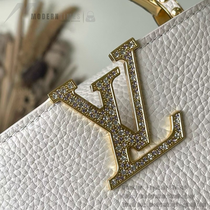 Louis Vuitton Capucines Mini Handbag with rhinestone LV letters and Flower Crown handle