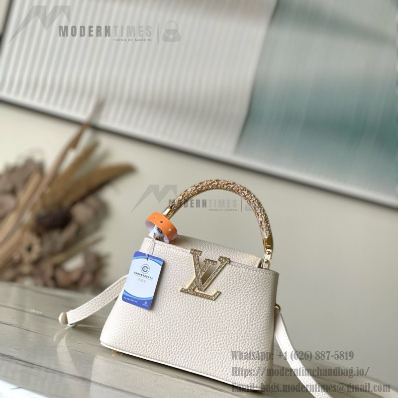 Louis Vuitton Capucines Mini Handbag with rhinestone LV letters and Flower Crown handle