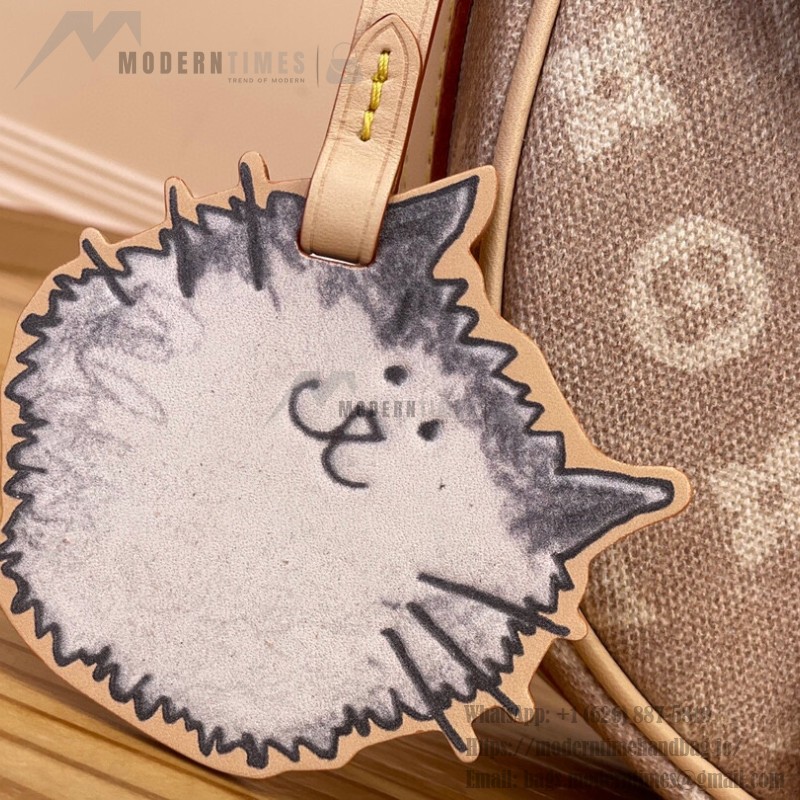 Louis Vuitton Escape Handbag M15134 featuring the Meowgram pattern and hand-painted cat leather embellishment