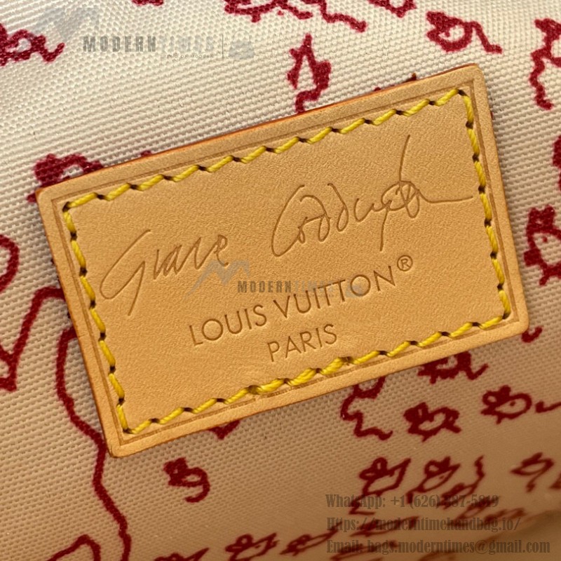 Louis Vuitton Escape Handbag M15134 featuring the Meowgram pattern and hand-painted cat leather embellishment