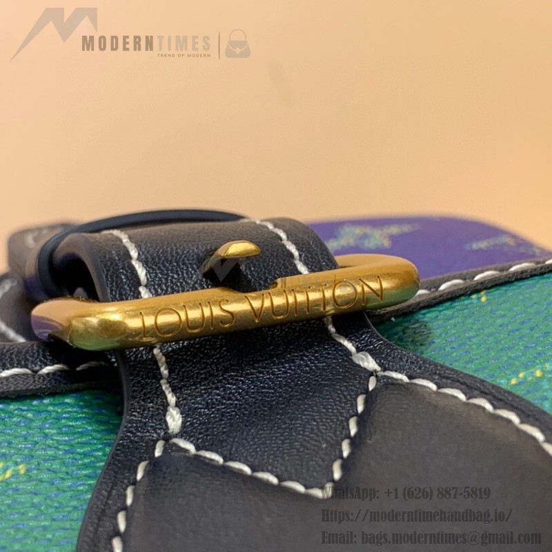 Louis Vuitton Satchel Messenger Bag M15187 in Teal Green Monogram Heritage canvas with aged metal buckles