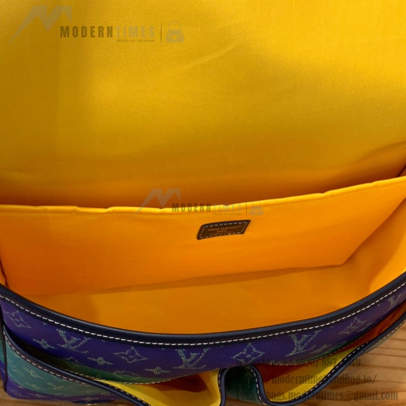 Louis Vuitton Satchel Messenger Bag M15187 in Teal Green Monogram Heritage canvas with aged metal buckles