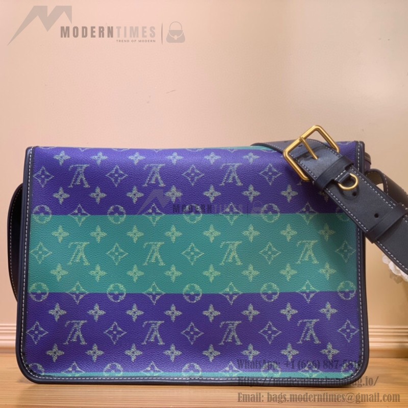 Louis Vuitton Satchel Messenger Bag M15187 in Teal Green Monogram Heritage canvas with aged metal buckles