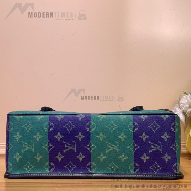 Louis Vuitton Satchel Messenger Bag M15187 in Teal Green Monogram Heritage canvas with aged metal buckles