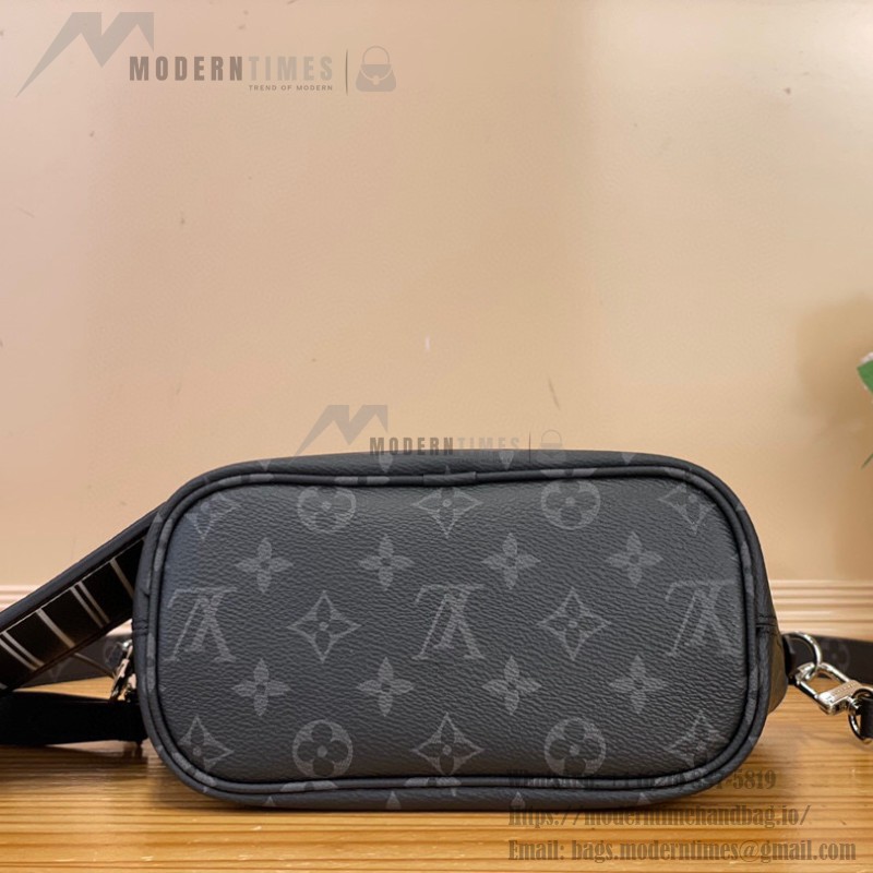 Louis Vuitton Neverfull Bandoulière Inside Out BB M15210 featuring Monogram Eclipse and grain leather with silver hardware