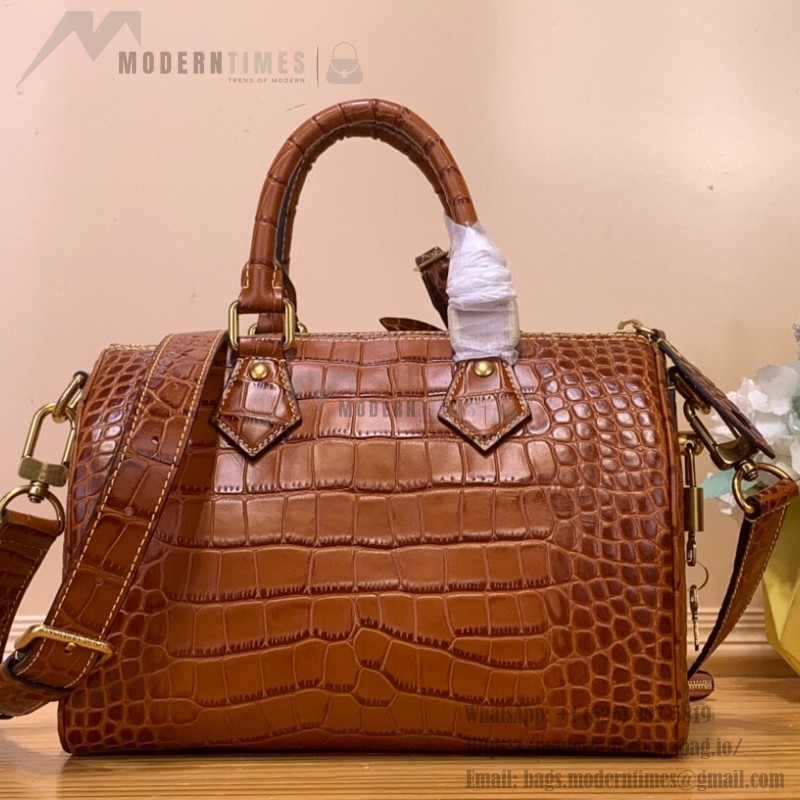 Louis Vuitton Speedy P9 Bandoulière 25 M24425 - Brown Crocodile-Embossed Leather Handbag with Monogram