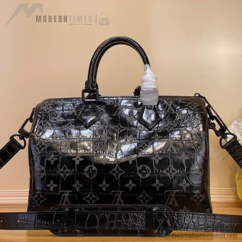 Louis Vuitton Speedy P9 Bandoulière 25 M24425 - Brown Crocodile-Embossed Leather Handbag with Monogram