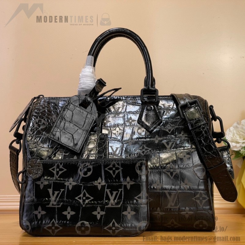 Louis Vuitton Speedy P9 Bandoulière 25 M24425 - Brown Crocodile-Embossed Leather Handbag with Monogram