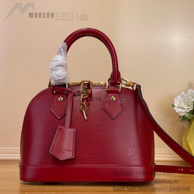 Louis Vuitton Sac Alma BB M25562 - Burgundy Monogram Epi Leather with Water Ripple Texture