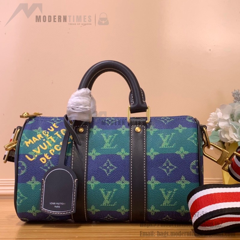 Louis Vuitton Keepall Bandoulière 25 M25786 - Blue-Green Floral Monogram Surfin’ Canvas