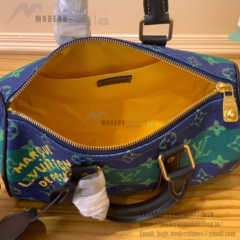 Louis Vuitton Keepall Bandoulière 25 M25786 - Blue-Green Floral Monogram Surfin’ Canvas