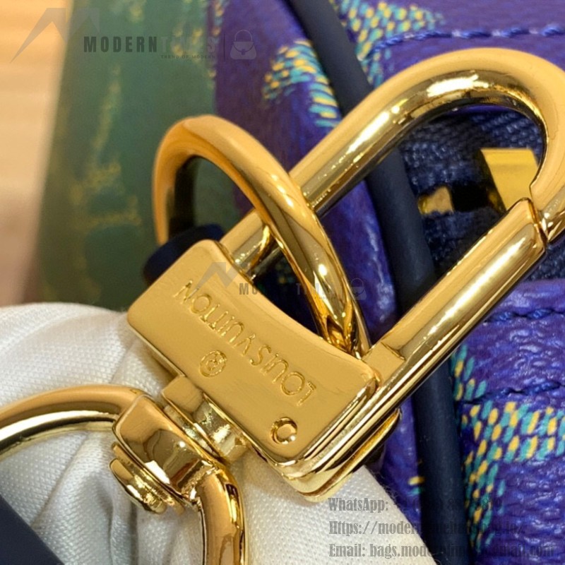 Louis Vuitton Keepall Bandoulière 50 M25900 - Blue-Green Floral Monogram HR Canvas with Rugby Stripes