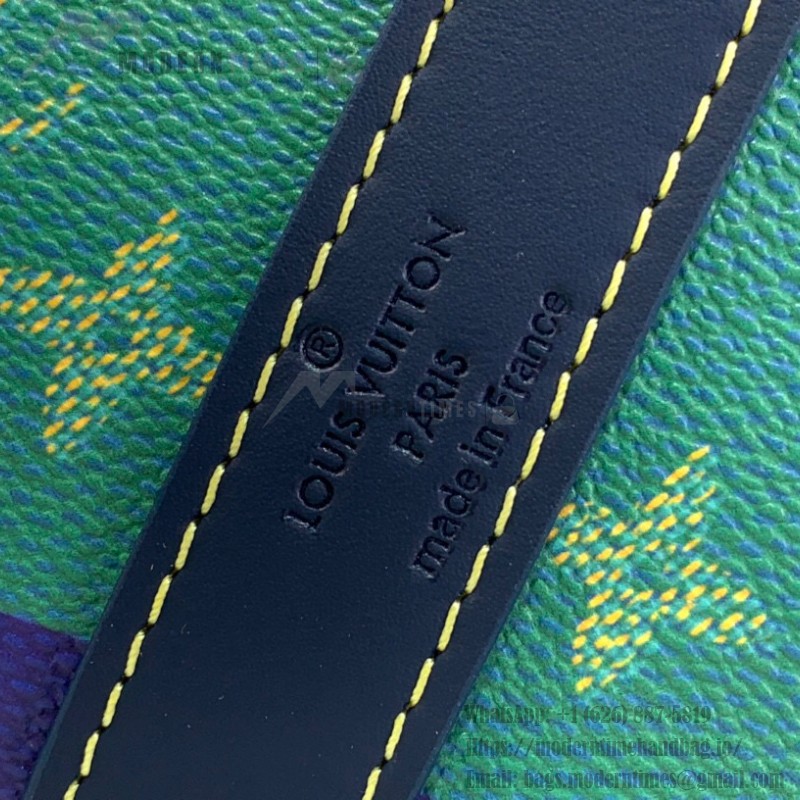 Louis Vuitton Keepall Bandoulière 50 M25900 - Blue-Green Floral Monogram HR Canvas with Rugby Stripes