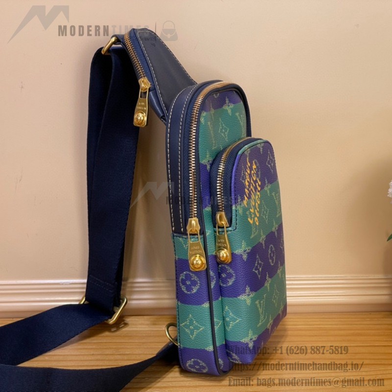 Louis Vuitton Sac Avenue Slingbag PM M26419 - Blue-Green Monogram Heritage Canvas with Shoulder Strap