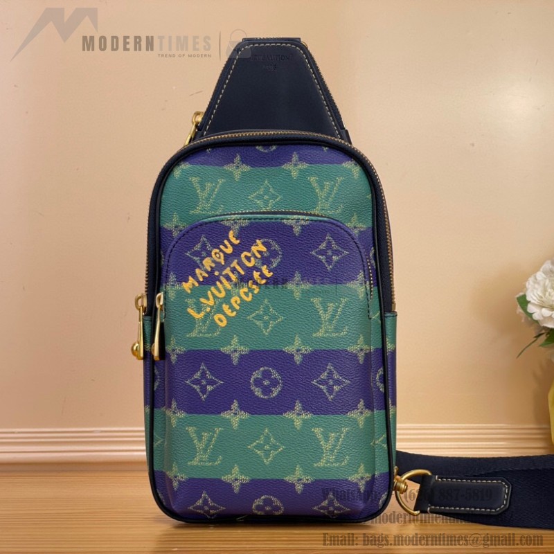 Louis Vuitton Sac Avenue Slingbag PM M26419 - Blue-Green Monogram Heritage Canvas with Shoulder Strap
