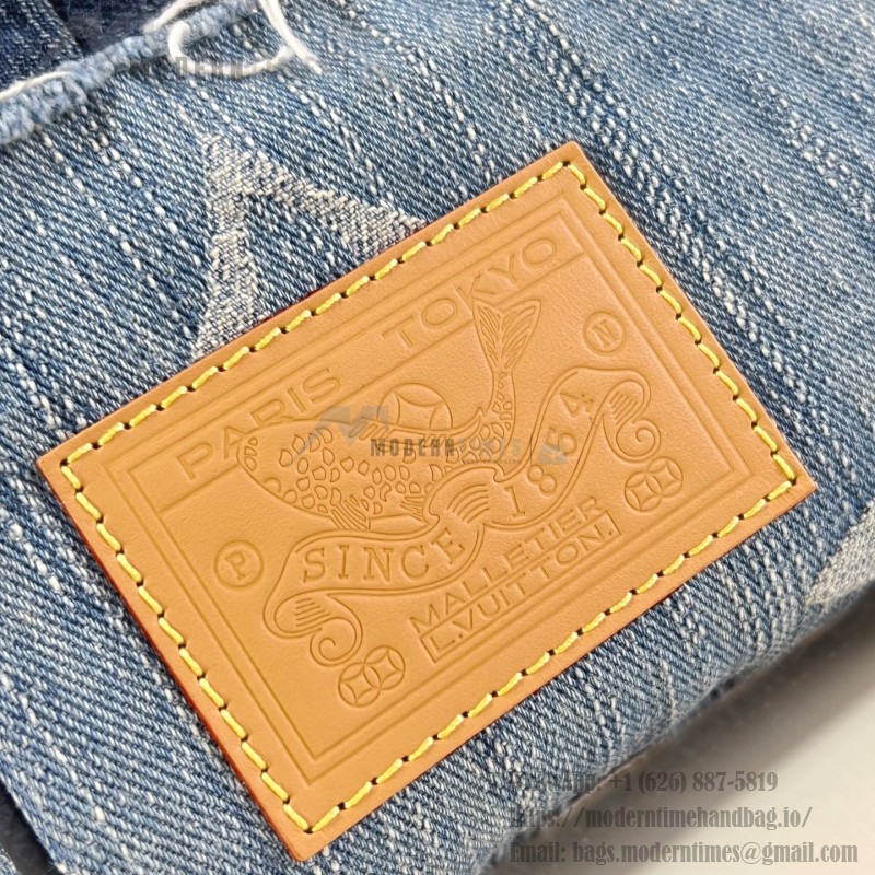 Louis Vuitton Speedy 25 Bandoulière Denim Handbag with Monogram and Damier Patterns