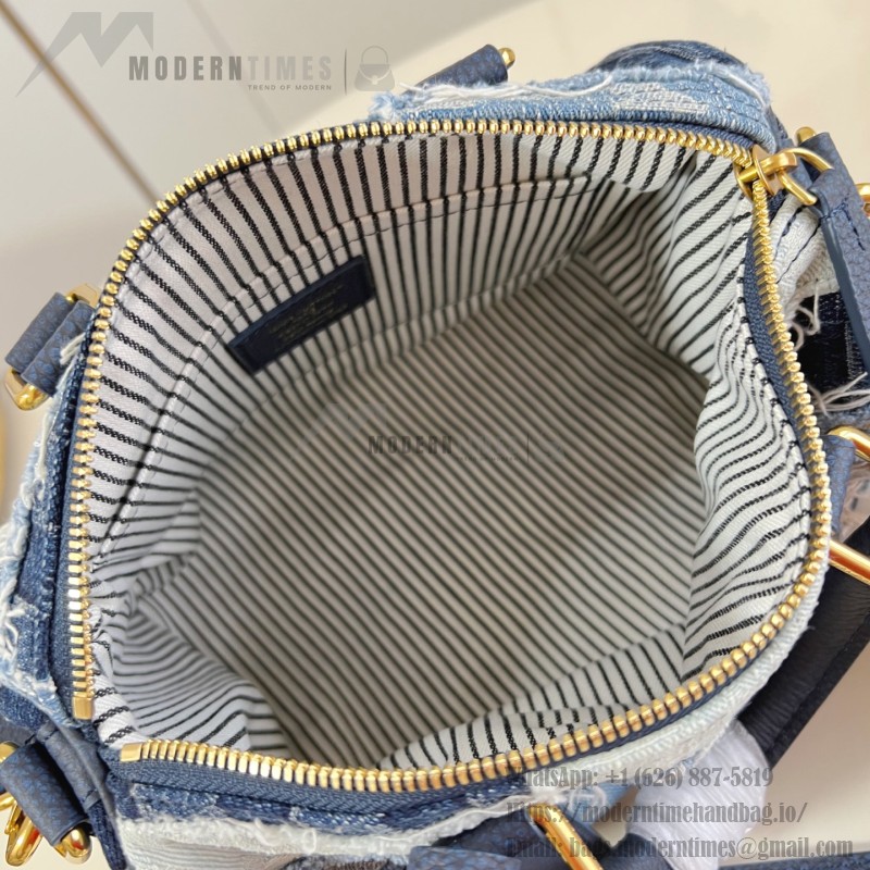 Louis Vuitton Speedy 25 Bandoulière Denim Handbag with Monogram and Damier Patterns