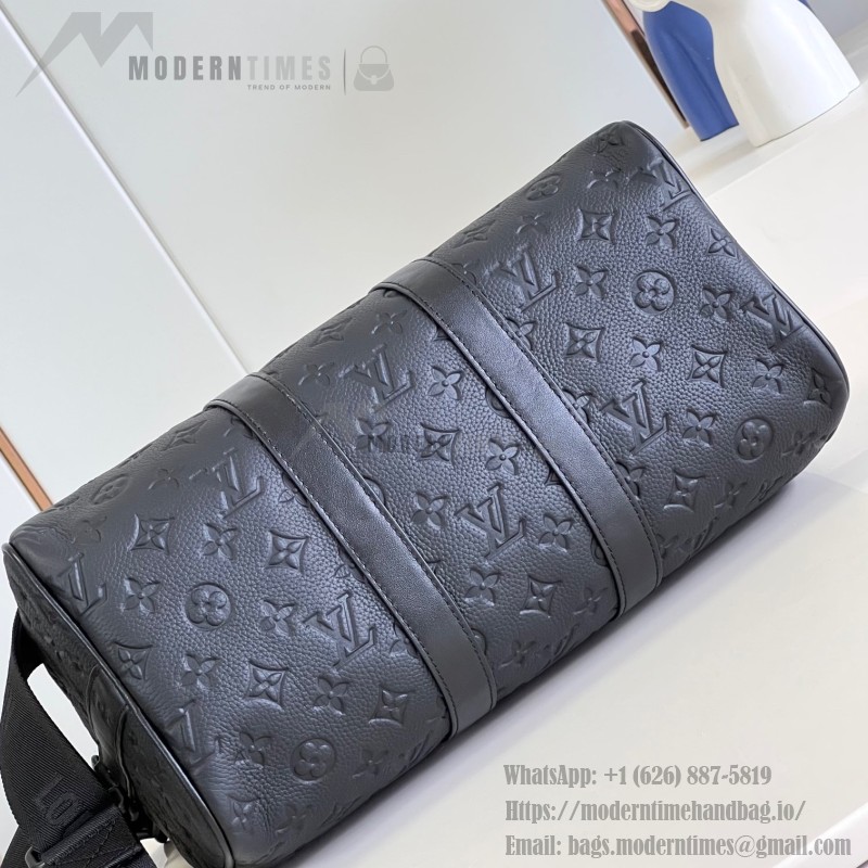Louis Vuitton Keepall 35 Monogram Shadow Leather Travel Bag with Matte Metal Hardware