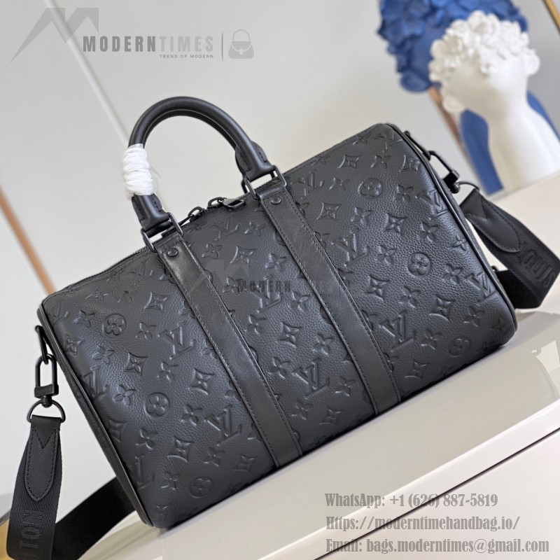 Louis Vuitton Keepall 35 Monogram Shadow Leather Travel Bag with Matte Metal Hardware