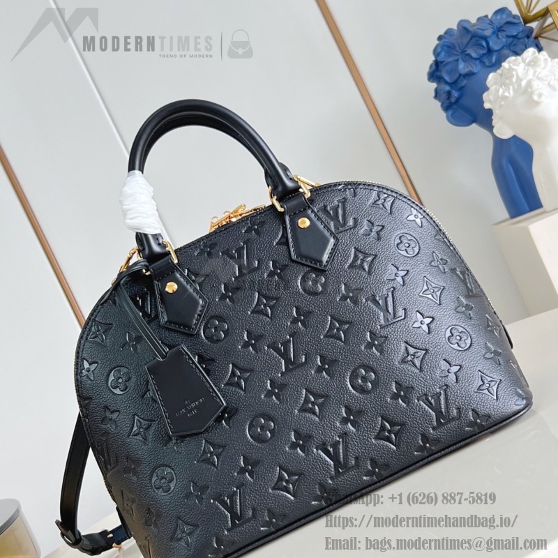 Louis Vuitton Alma PM Handbag in Monogram Canvas with Gold Lock and Key and Detachable Shoulder Strap