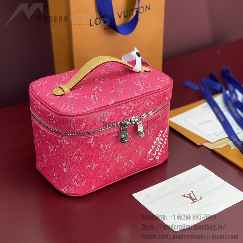 Louis Vuitton Nine BB Mini Makeup Bag in Fuchsia with Hidden Zipper Pocket