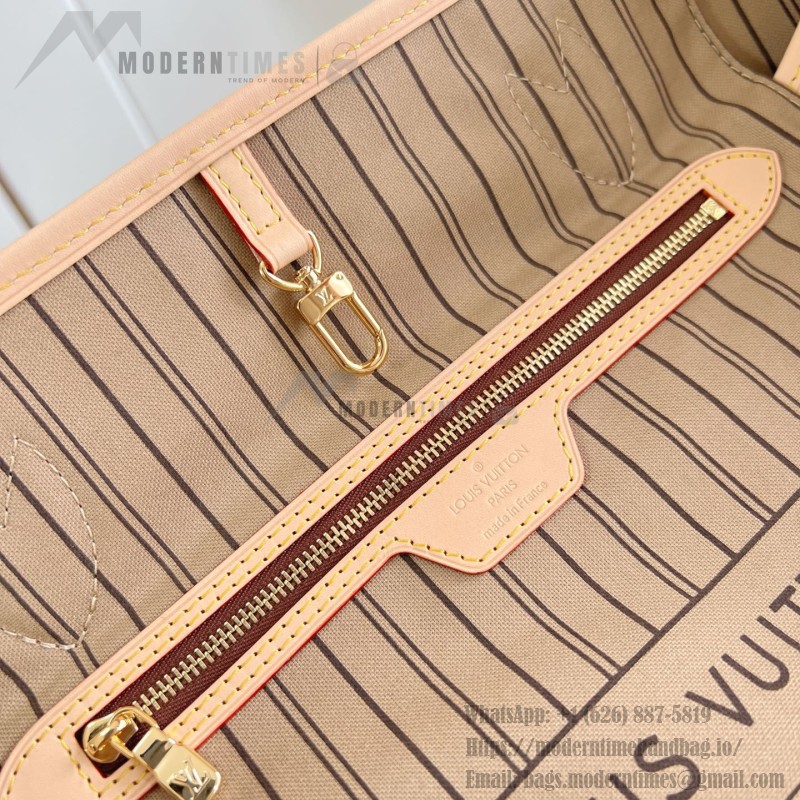 Louis Vuitton Neverfull Large Tote Bag in Monogram Canvas with Leather Trim and Detachable Pouch