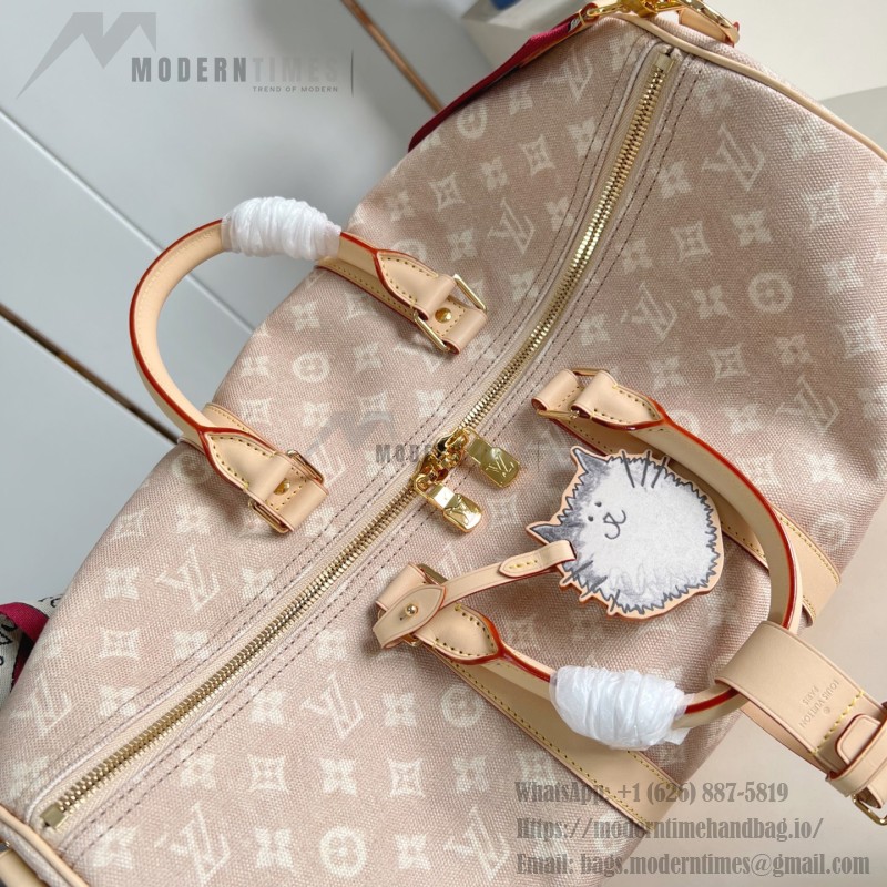 Louis Vuitton M25787 Keepall Bandoulière 45 Travel Bag with Meowgram Canvas and Cat-Shaped Logo