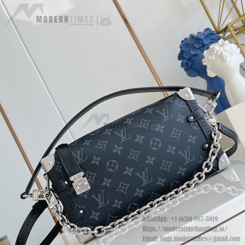 Louis Vuitton M26226 Side Trunk East West Handbag with Monogram Eclipse Canvas and Chain Strap