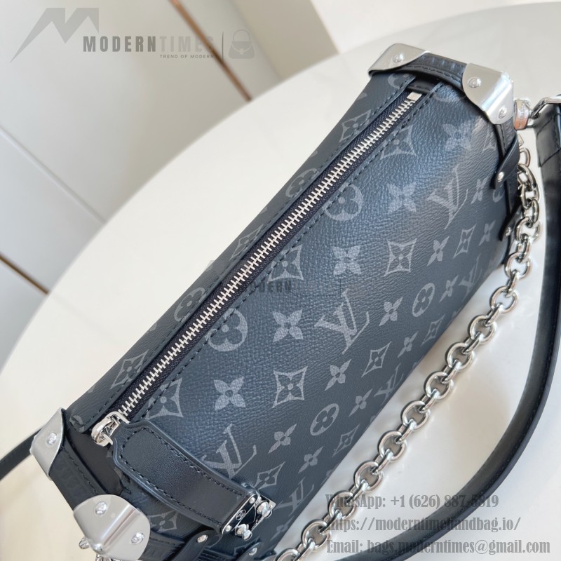 Louis Vuitton M26226 Side Trunk East West Handbag with Monogram Eclipse Canvas and Chain Strap