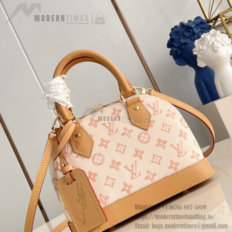Louis Vuitton Alma BB Handbag with Damier Ebene canvas and leather key pouch