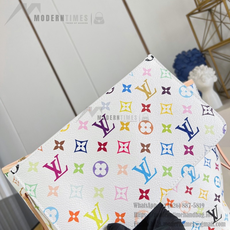 Louis Vuitton Neverfull MM x Takashi Murakami Edition with vibrant hues and cowhide leather accents