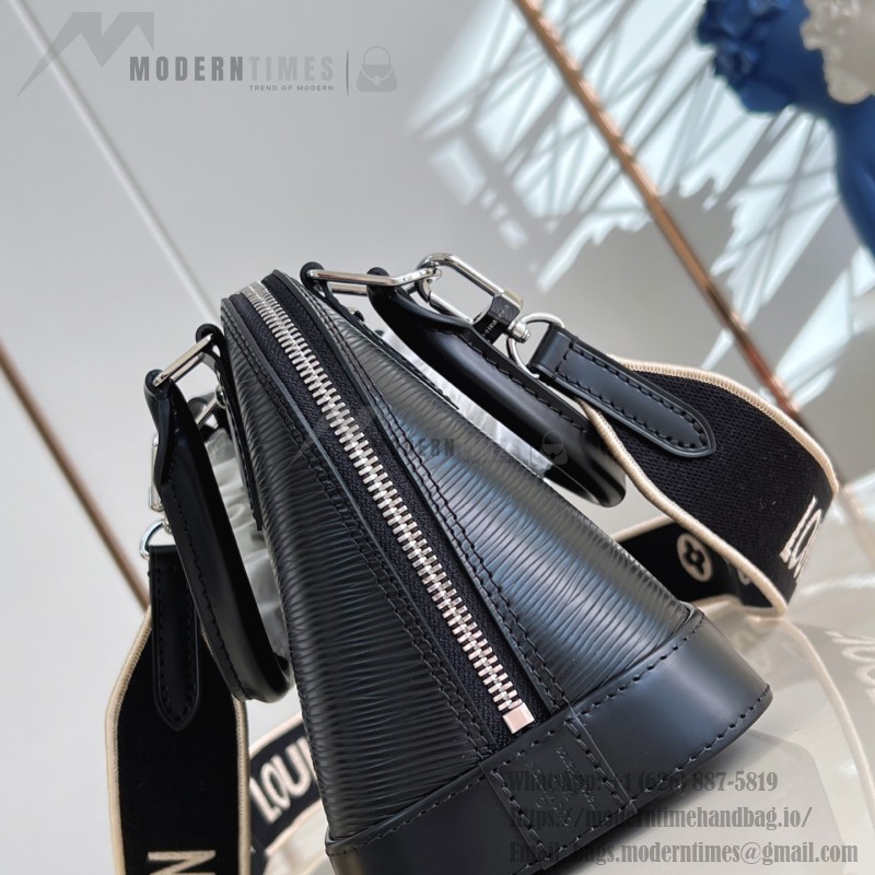 Louis Vuitton Alma BB Handbag in Epi leather with signature embroidery and jacquard shoulder strap