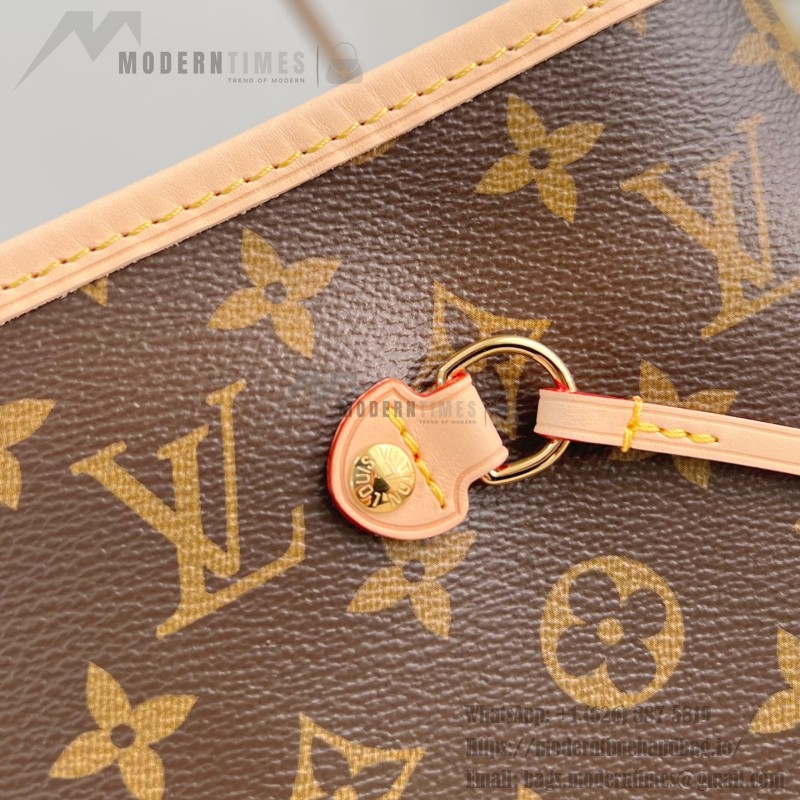 Louis Vuitton Neverfull GM in Damier Ebene with cowhide leather trims and adjustable side straps