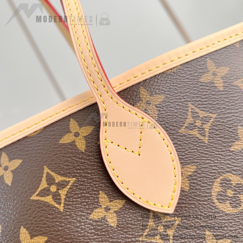 Louis Vuitton Neverfull GM in Damier Ebene with cowhide leather trims and adjustable side straps