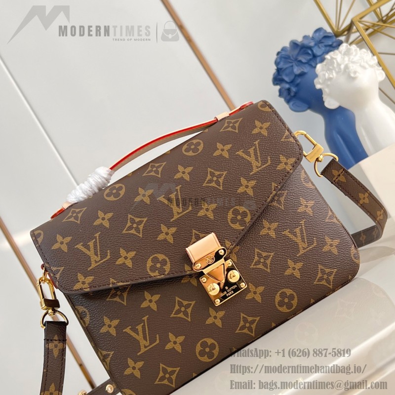 Louis Vuitton Pochette Métis Handbag with Monogram Canvas and polished S-lock closure