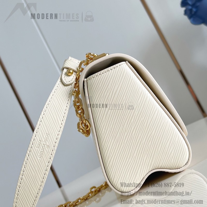 Louis Vuitton Twist Mini Handbag in White Epi Leather with Enamel Twist Lock