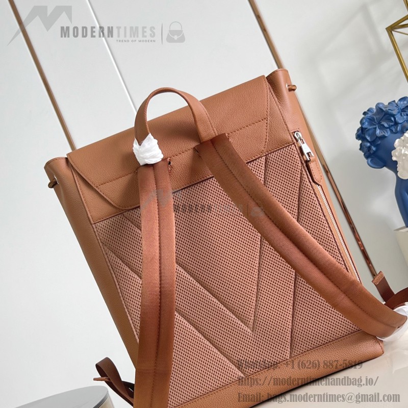 Louis Vuitton Fastline Backpack in Brown Waxed Calfskin with LV Letter Embossing