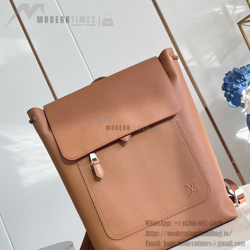 Louis Vuitton Fastline Backpack in Brown Waxed Calfskin with LV Letter Embossing