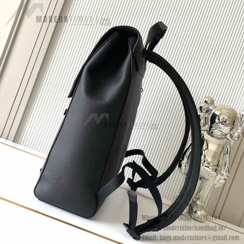 Louis Vuitton Flap Backpack in Black Original Leather with Magnetic Flap and Zipper Pockets
