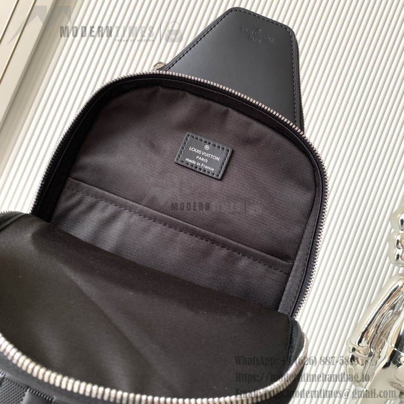Louis Vuitton Avenue Shoulder Bag in Damier Infini Leather with Classic Checkered Pattern and Adjustable Strap