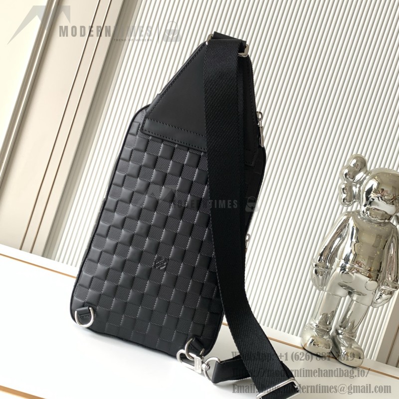 Louis Vuitton Avenue Shoulder Bag in Damier Infini Leather with Classic Checkered Pattern and Adjustable Strap
