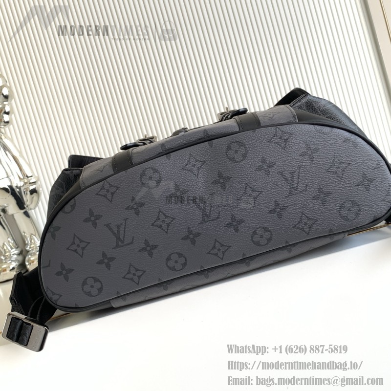 Louis Vuitton Christopher Medium Backpack in Monogram Eclipse and Monogram Eclipse Reverse with Multiple Pockets