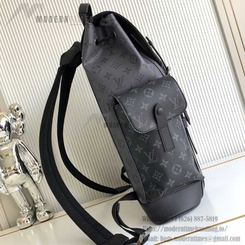 Louis Vuitton Christopher Medium Backpack in Monogram Eclipse and Monogram Eclipse Reverse with Multiple Pockets