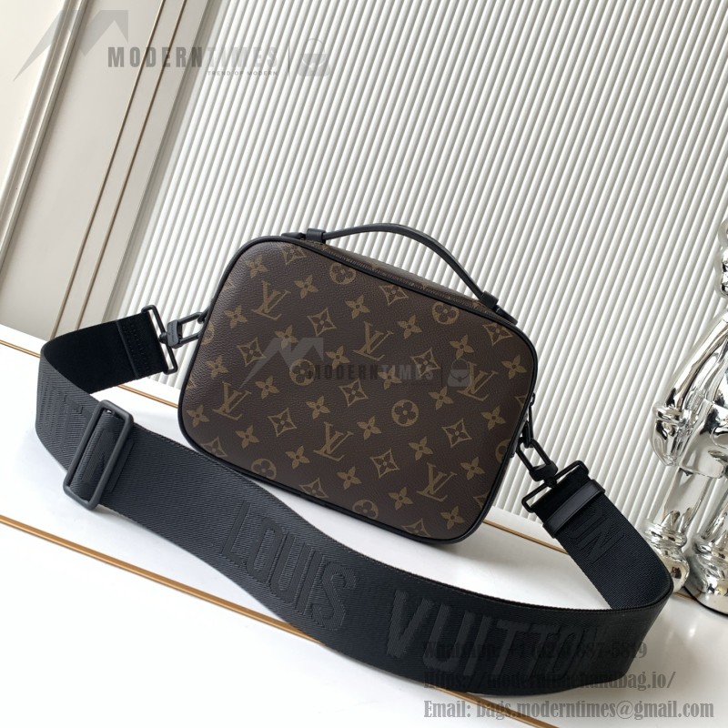 Louis Vuitton S Lock Messenger Bag in Monogram Macassar Canvas with S-lock and Leather Handle