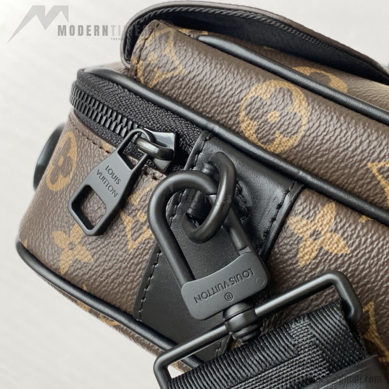 Louis Vuitton S Lock Messenger Bag in Monogram Macassar Canvas with S-lock and Leather Handle