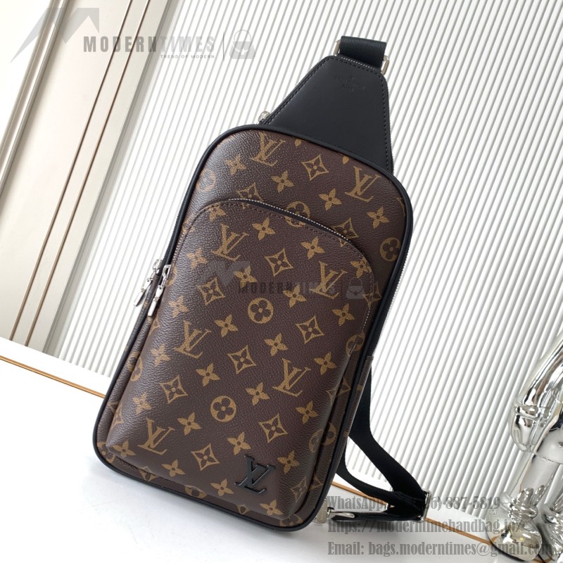 Louis Vuitton Avenue Shoulder Bag in Damier Graphite Canvas with Leather Patch and Adjustable Strap