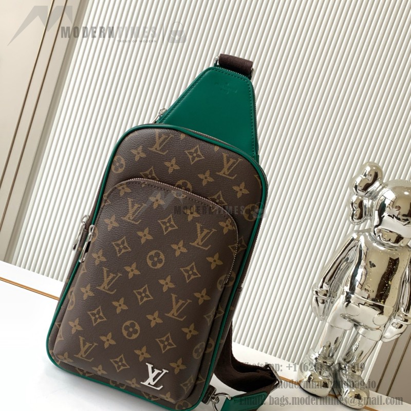 Louis Vuitton Avenue Small Shoulder Bag in Monogram Eclipse with Zippered Pocket and Adjustable Shoulder Strap